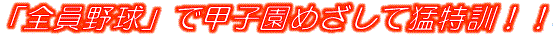 「全員野球」で甲子園めざして猛特訓！！